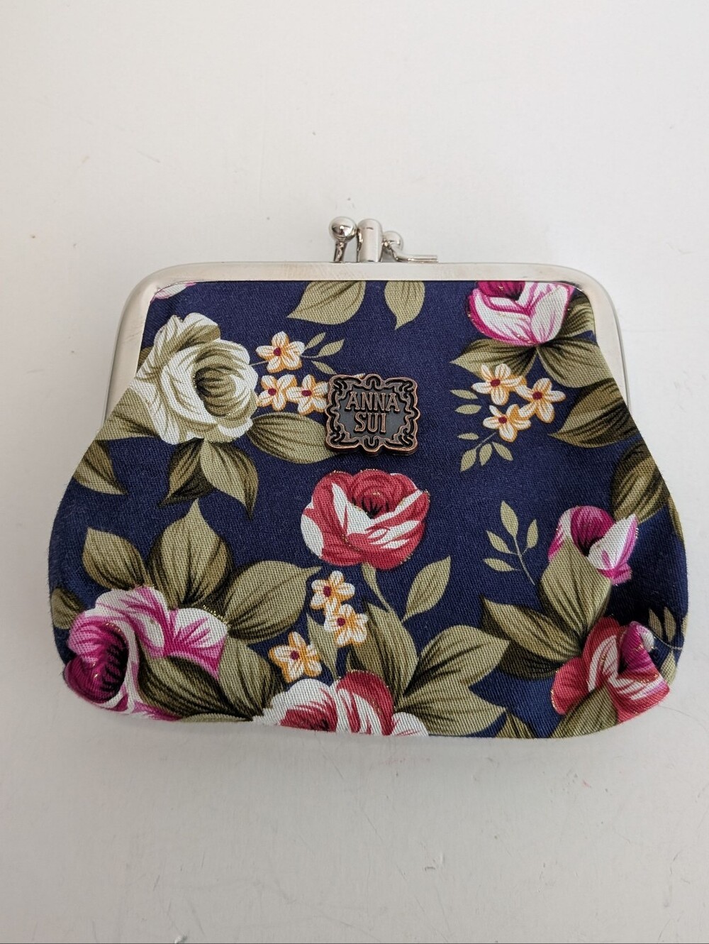 Anna Sui Floral Coin Purse Vintage Collectible Double Kisslock Kiss Lock